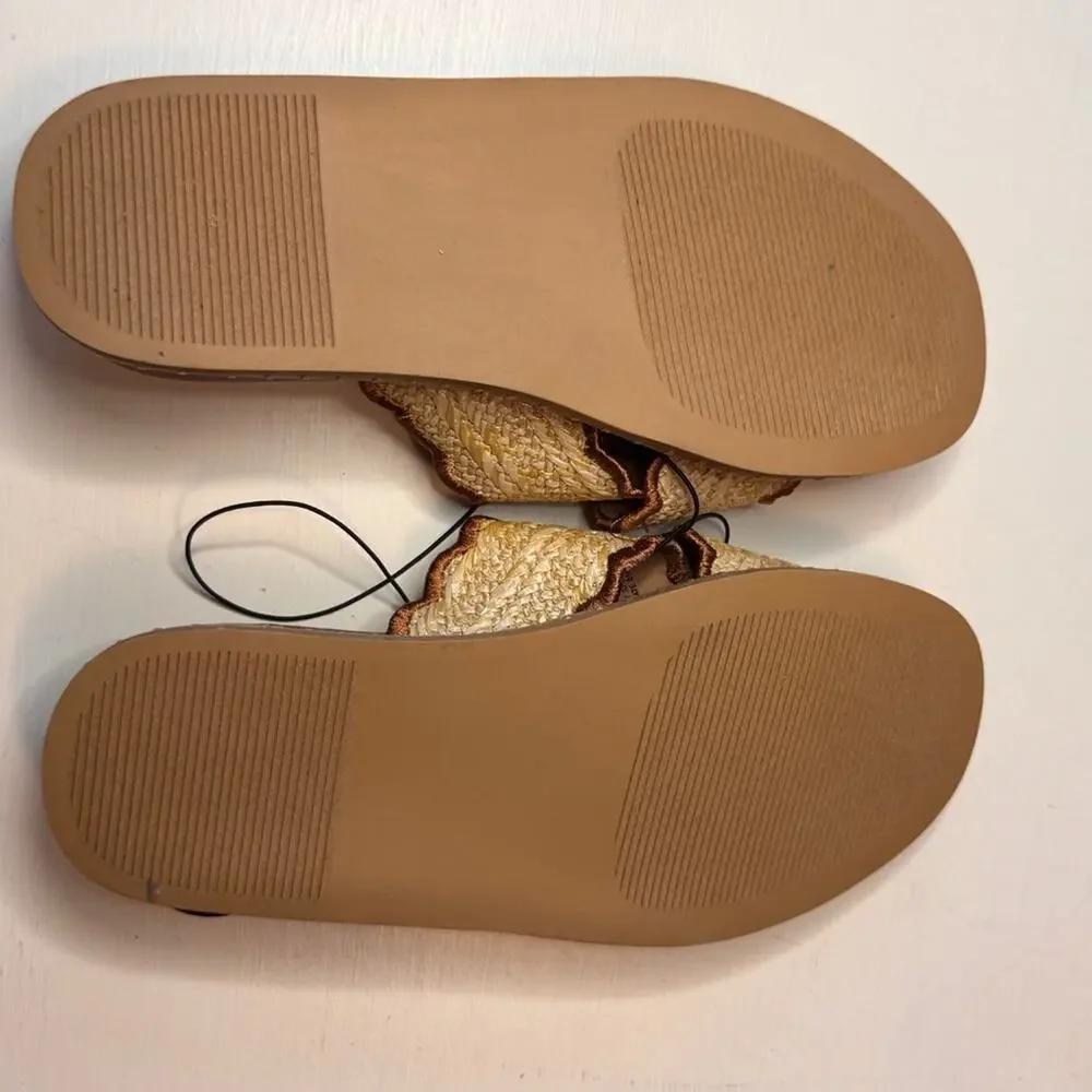 Maurices  Chelsea Tan and Brown Women's Slide Cross Strap Sandals  Sz 7  NWT